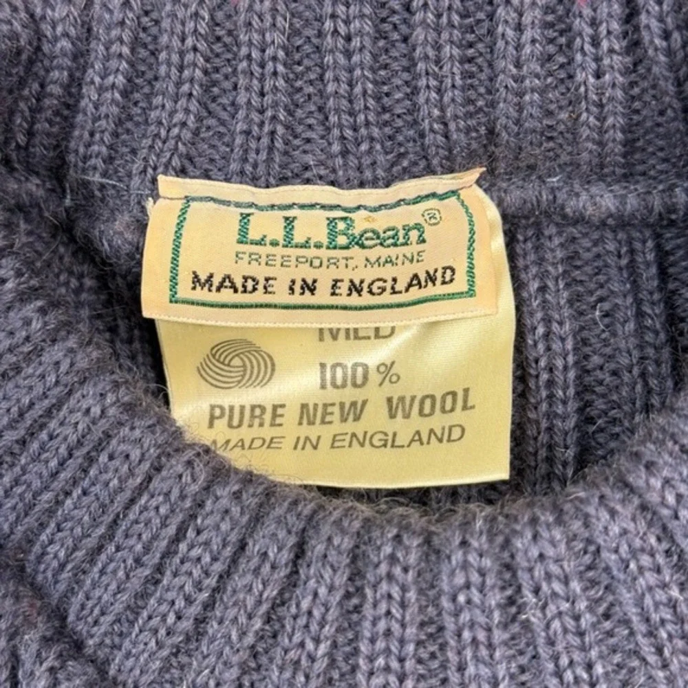 LL Bean Commando 100% Wool Sweater Ribbed Knit Men's Size‎ Med Long